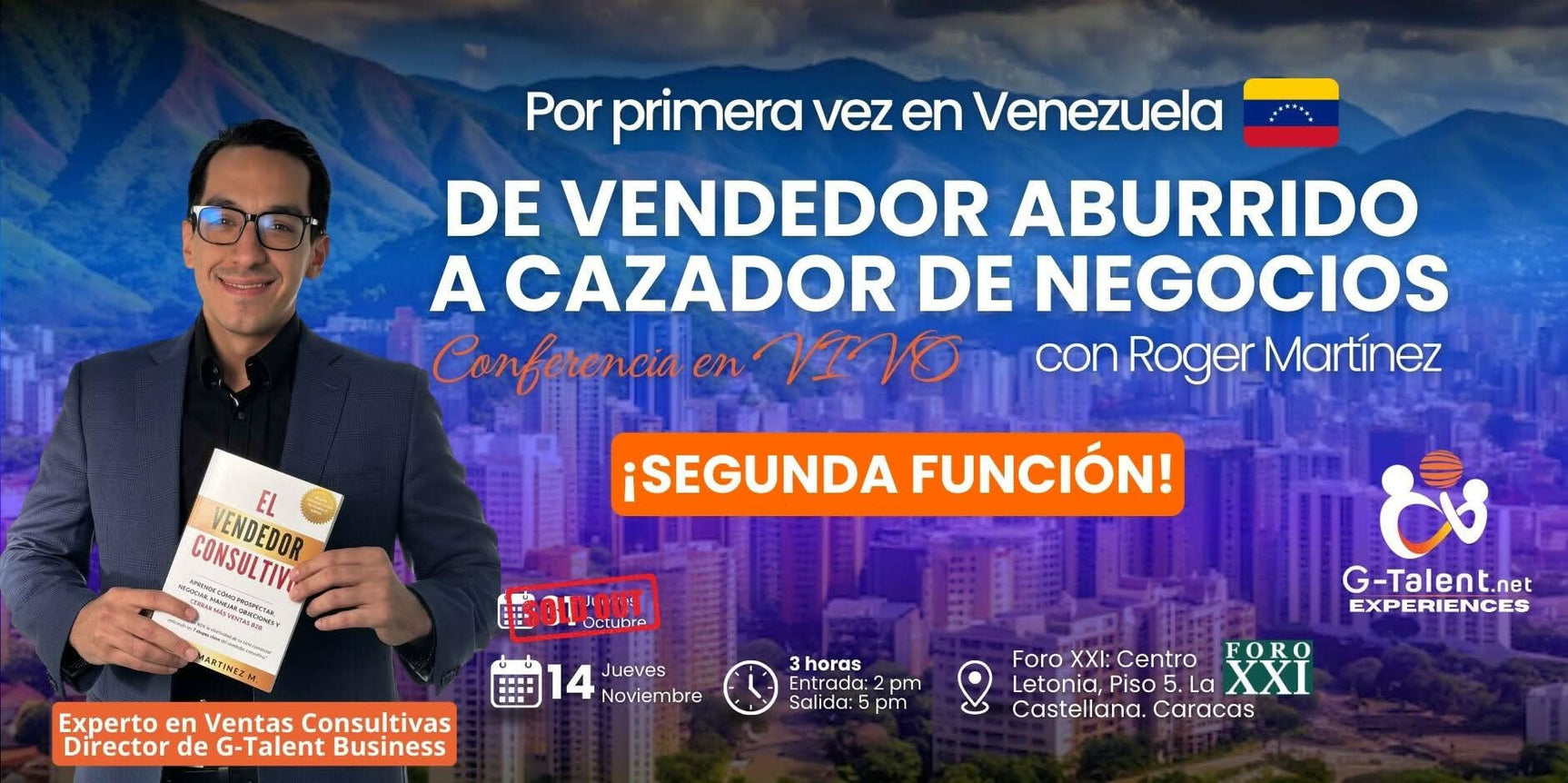 De Vendedor Aburrido a Cazador de Negocio en Caracas - Venezuela (Función 14 Nov)